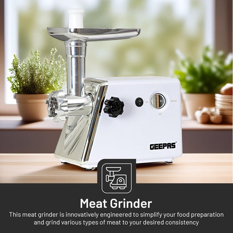 Geepas stainless steel cutting blade meat grinder, stainless steel, 2000 watt