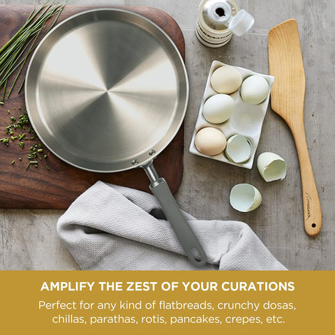 Meyer Trivantage Nickel Free Stainless Steel Triply Cookware Flat Tawa with Induction Base, 28cm