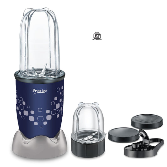 Prestige Nutri-Mate 400W Mixer Grinder 2 Multipurpose Jars (Lids-1 Sipper, 1 Storage, 1 Sprinkle) Blue