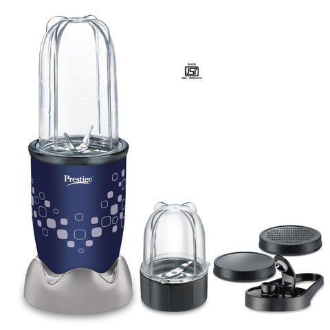 Prestige Nutri-Mate 400W Mixer Grinder 2 Multipurpose Jars (Lids-1 Sipper, 1 Storage, 1 Sprinkle) Blue