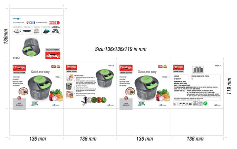 Prestige PVC 8.0 Veggie Cutter with 3 Stainless Steel Blades (Jumbo Bowl) (Black and Green)