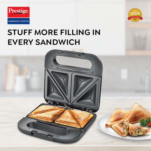 Prestige PSDP 02 750 W Sandwich Toaster With Fixed & Deep Sandwich Plates(Black, Non-stick coated)