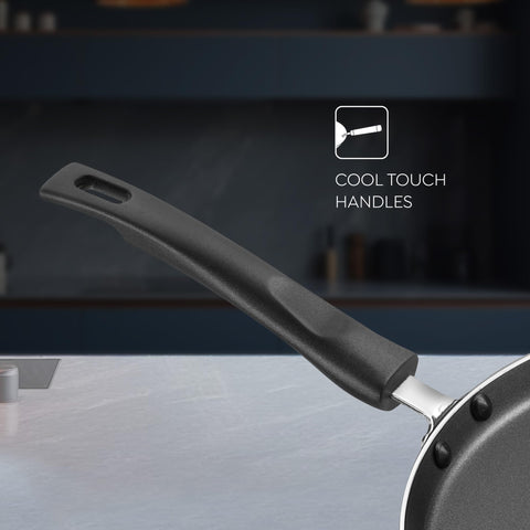 Judge by Prestige 28Cm Everyday Non-Stick Tawa (Aluminium) | Low Oil Cooking | Easy to Clean |Cool Touch Handle, Black