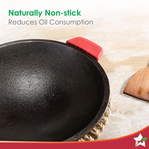 Wonderchef Forza Cast-Iron Appachetty | 20cm | Heavy-Duty Cast-Iron | for Appams, Dosas, Rotis | Naturally Non-Stick | Uniform Heating, Slow Cooking | Chemical-Free