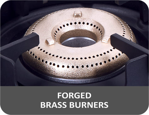 Elica Crest 4 Burner Gas Stove with Crown Design Pan Support and Forged Brass Burners (CREST 460 J NERO), Black