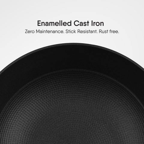Stahl Blacksmith Hybrid Enamelled Cast Iron Kadhai, 1.3 L, 20 cm, Rust Proof Kadai for Cooking, Light Weight Cast Iron, Induction & Gas Stove Compatible