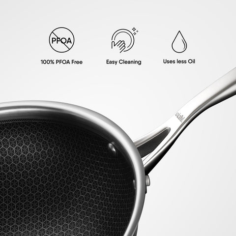 Stahl Artisan Hybrid Deep Frypan 26 cm | Triply Steel with HexaRidge | Stick-Resistant, PFOA-Free | Gas & Induction Friendly