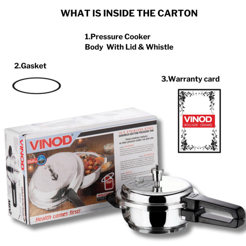 Vinod Stainless Steel Pressure Cooker 6 Litres | Also use as Deep Fry pan | Sandwich Bottom | Induction and Gas Stove Friendly | 2 Years Warranty | ISI and CE certified | Silver