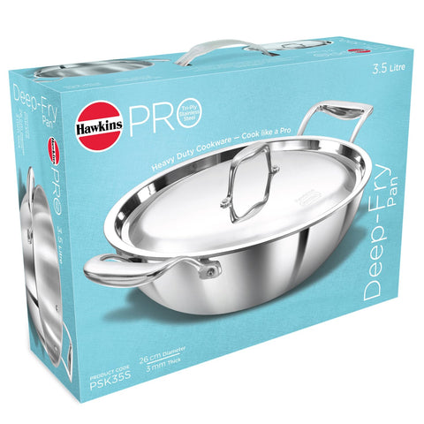 HAW.PRO TRI-PLY SS DEEP FRY PAN 3.5L WITH SS LID PSK35S