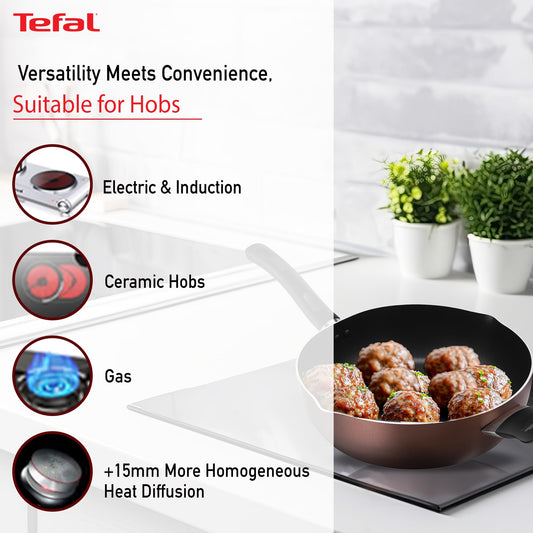 Tefal Day by Day Non-Stick Deep frypan/Thermo-Spot Technology/PFOA Free, Titanium Non-Stick Coating / 28 cm/Superior Induction Base/Suitable for All Hob Type/Black / 2 Years of Warranty