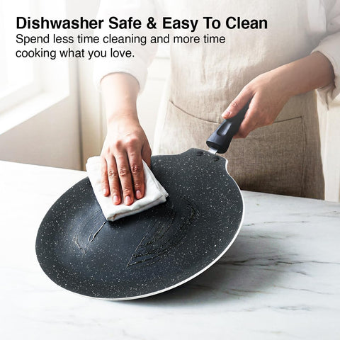 Prestige Omega Granite Non-Stick Dosa Tawa 30cm | Extra Thick Base (4.88 mm) | 5-Layer Coating | Gas & Induction Compatible | PFOA Free | Metal Spoon Friendly | Dishwasher Safe | 2Y Warranty | ISI