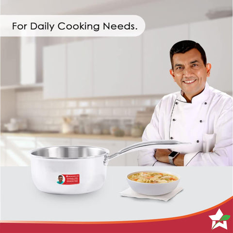 Wonderchef Nigella 18 cm Tri-ply Stainless Steel Saucepan – 2.2 L