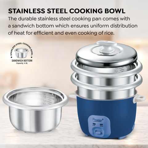 Prestige Electric Rice Cooker - Cute 1.8-2 (1.8 L Open Type, with Stainless Steel Cooking Pan - 2 Unit)