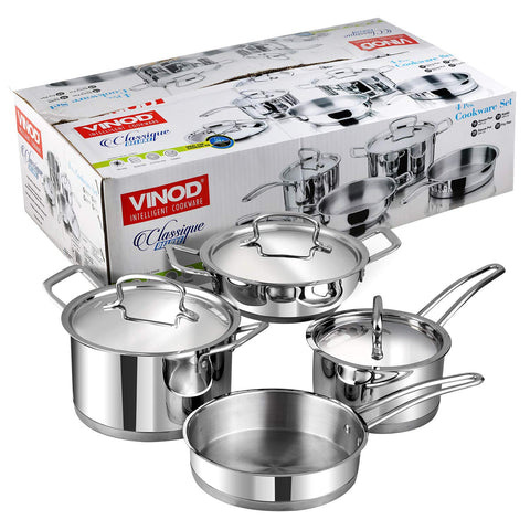 vinod cookware Vinod Classic Deluxe Stainless Steel Induction Friendly 4 Pcs. Set