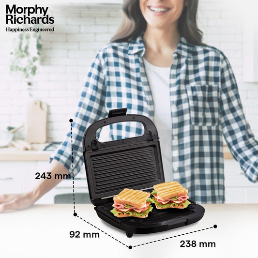Morphy Richards 3 In 1 750 Watt Sandwich Maker|Toast, Waffle and Grill| Anti Skid Feet|Easy Vertical Storage|Detachable Plate with Swiss Non Stick Coating| 2 Year Product Warranty, Multicolor