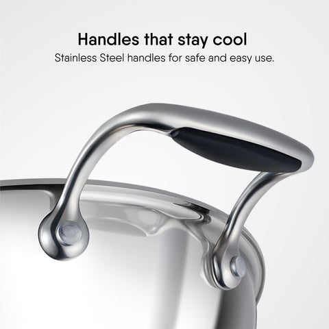 Stahl Artisan Triply 4.4 L, 28 cm Stainless Steel Kadhai with Lid,Kadai for Cooking, Stainless Steel Cookware Triply Kadai, Induction & Gas Stove Compatible