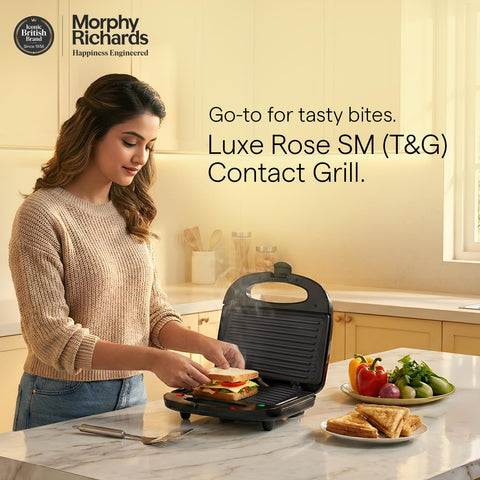 Morphy Richards 2 IN 1 750 Watt Sandwich Maker With changable Plate/Multi Grill/Luxe Rose T&G (Toast & Grill) With 2 Year Warranty