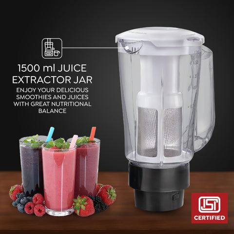 Prestige Grace 750W 4 Jars Mixer Grinder with 3 Stainless Steel Jars & 1 Juice Extracter Jar With Sieve|4 Super Efficient Blades|Sturdy Handles|Dome Shaped Lid|Blue & Black