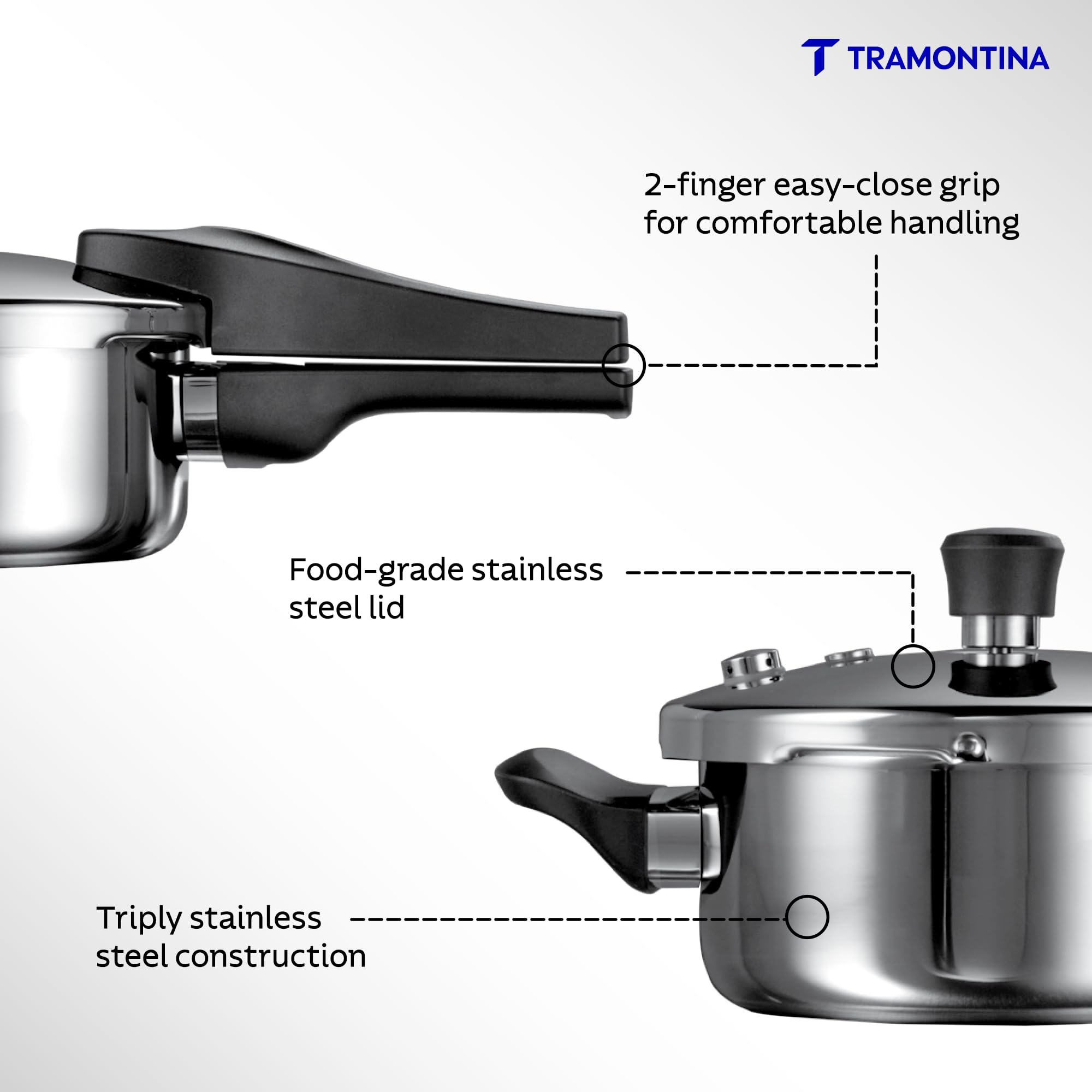 Tramontina Aero Arc 3L Tri-Ply Stainless Steel Pressure Cooker