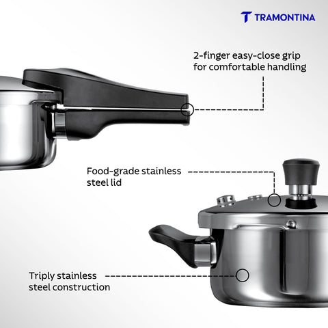 Tramontina Aero Arc 3L Tri-Ply Stainless Steel Pressure Cooker