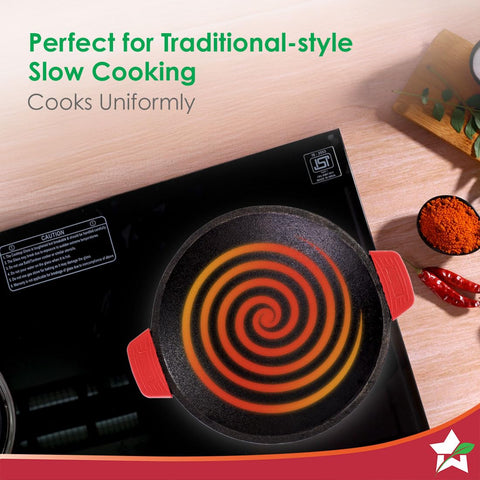 Wonderchef Forza Cast-Iron Appachetty | 20cm | Heavy-Duty Cast-Iron | for Appams, Dosas, Rotis | Naturally Non-Stick | Uniform Heating, Slow Cooking | Chemical-Free