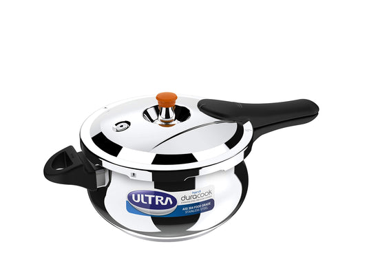 ULTRA Duracook Handi 5.5 Litre Stainless Steel Pressure Cooker,AISI 304 Food Grade SS, Froth Collector-Spillage Control,Induction Compatible,Imp Bonded Composite Base,ISI,10Y Warranty