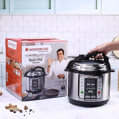 Wonderchef Nutri-Pot Electric Pressure Cooker with 7-in-1 Functions|18 pre-set functions|Pressure Cooking, Saute/Pan Frying, Slow Cooking, R-41236756 |3L capacity
