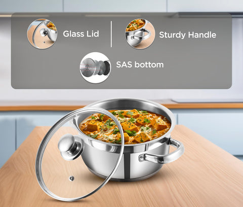 Vinod Two Tone Saucepot (20cm, 3 Litre) with Glass Lid