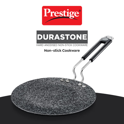 Prestige Durastone Hard Anodised Non-Stick Omni tawa(26.5 cm)|6 Layers Extra Durable Stone Coating|Stainless Steel Cool Touch Handles|Induction & Gas Compatible|2 Years Warranty