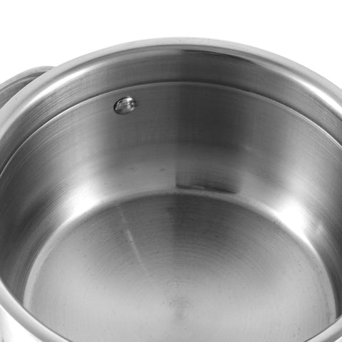 Vinod Two Tone Stainless Steel Saucepot with Glass Lid 4 Litre, 22cm | Triply Saucepot, Sturdy Riveted Handle | 2 Year Warranty | Induction Bottom - Silver