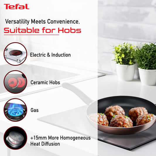 Tefal Day by Day Non-Stick Frypan/Thermo-Spot Technology/PFOA Free, Titanium Non-Stick Coating / 28 cm/Superior Induction Base/Suitable for All Hob Type/Black / 2 Years of Warranty