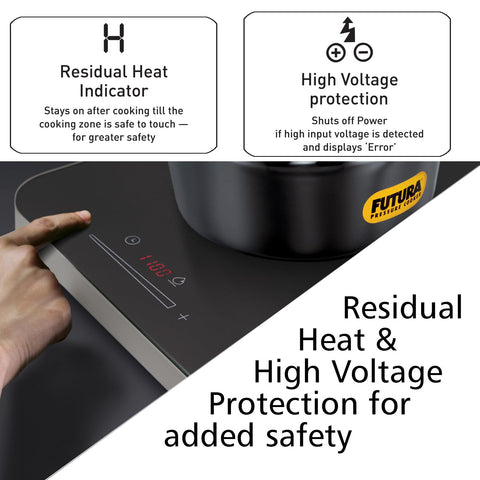 Hawkins Futura Dual Hob Induction Cooktop, 3600-W, Auto Cut-off, Child Lock, Intelligent Boil-Dry Protection, 20 Power Settings, Black (FIC2A1)