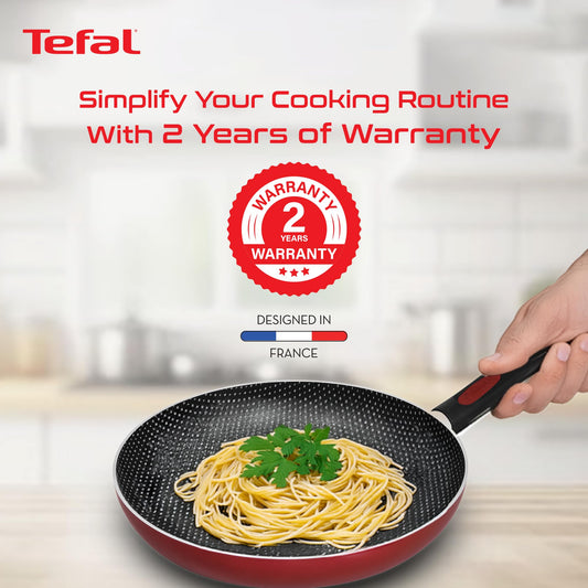 Tefal Simply Chef 28 cm Fry Pan | Resist Plus Non-Stick Coating | Silicon Non-Slip Handle | Easy Cooking & Cleaning | Two Way Coating | 100% Safe Non-Stick Coating (PFOA Safe)