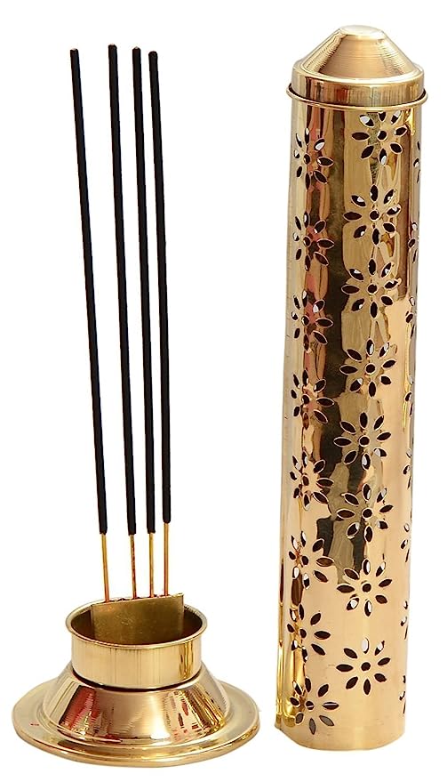 Real Craft Brass Agarbatti Stand Incense Holder Pipe 11"