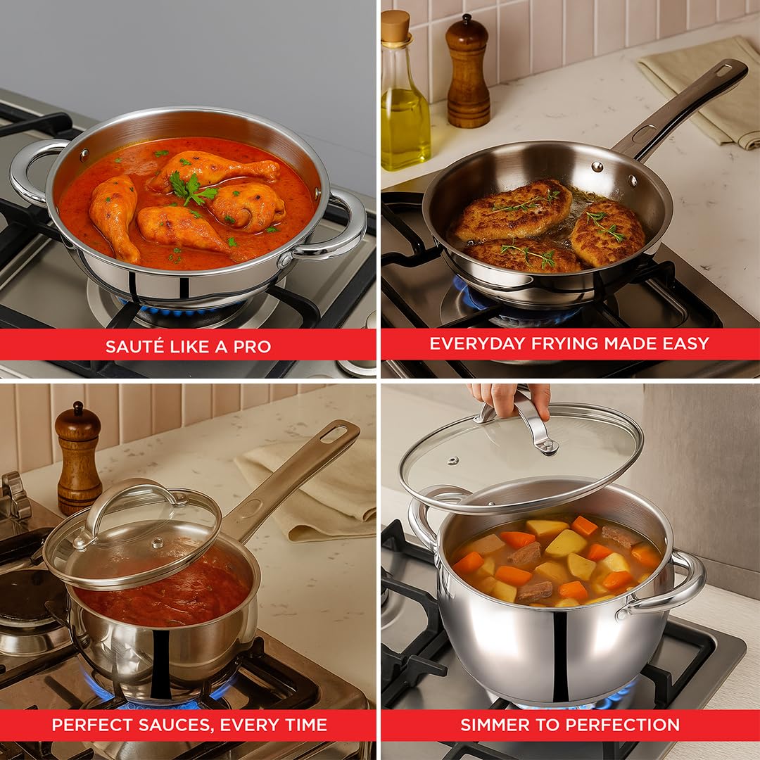 Vinod Letten Stainless Steel Cookware Set | 4 Pcs Gift Pack | Agromech