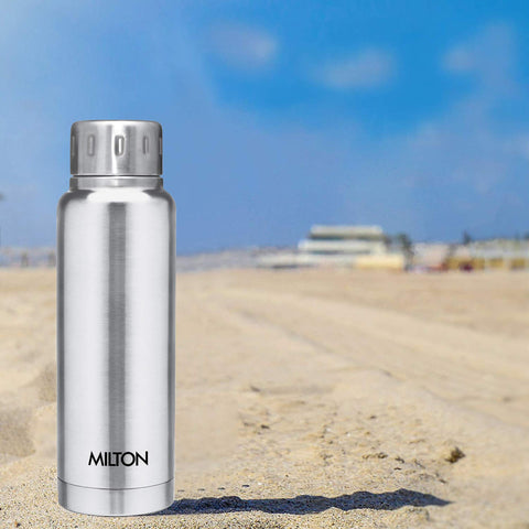 MILTON Elfin 300 Thermosteel Bottle, 300 ml Water Bottles, 24 Hours Hot and Cold, Easy to Carry, Easy Grip, Rust Proof, Tea, Coffee, Office, Travel Bottle, Silver