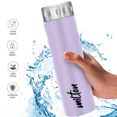 MILTON Stream 750 Stainless Steel Water Bottle, 760 ml, Purple | Single walled | Leak Proof | Easy Grip | Easy to Carry | Gym Bottle | Home | Kitchen | Hiking | Treking Bottle | Travel Bottle