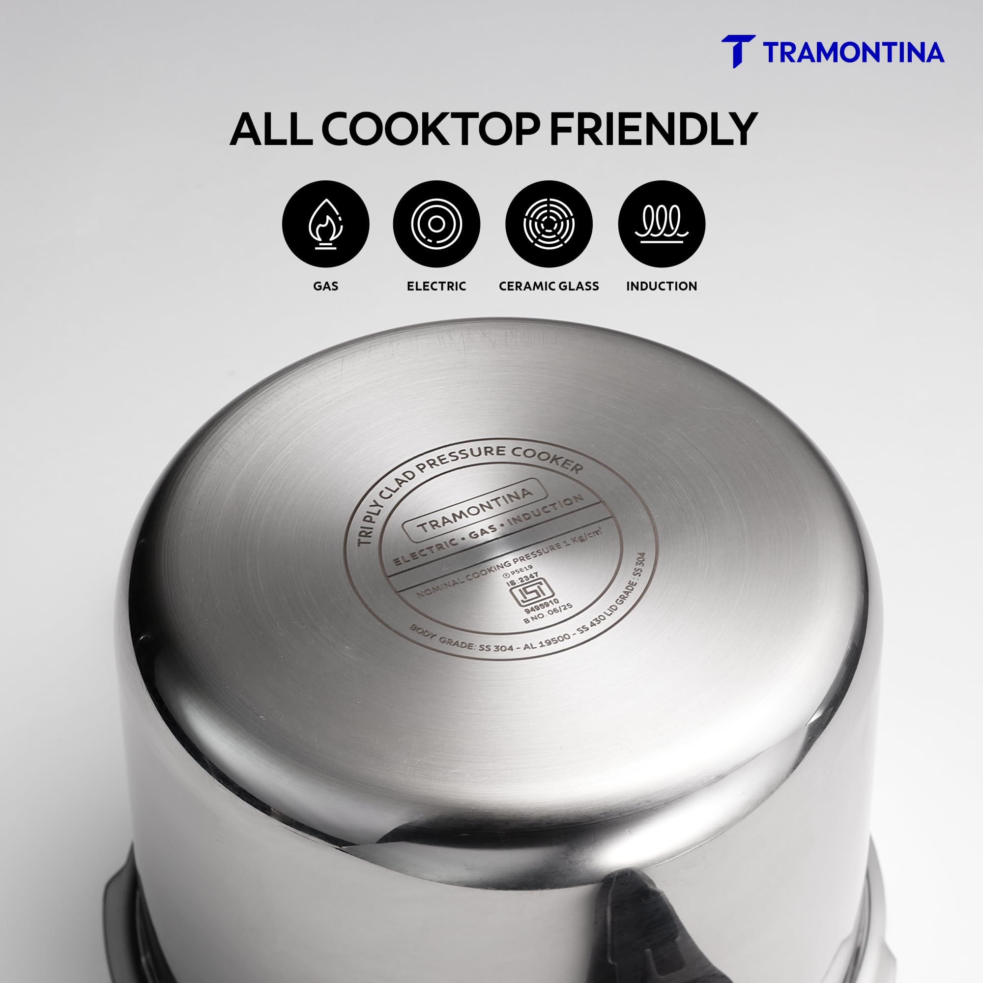 Tramontina Aero Arc 3.5L Tri-Ply Stainless Steel Pressure Pan