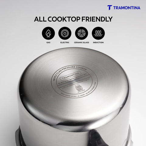 Tramontina Aero Arc 5L Tri-Ply Stainless Steel Pressure Cooker