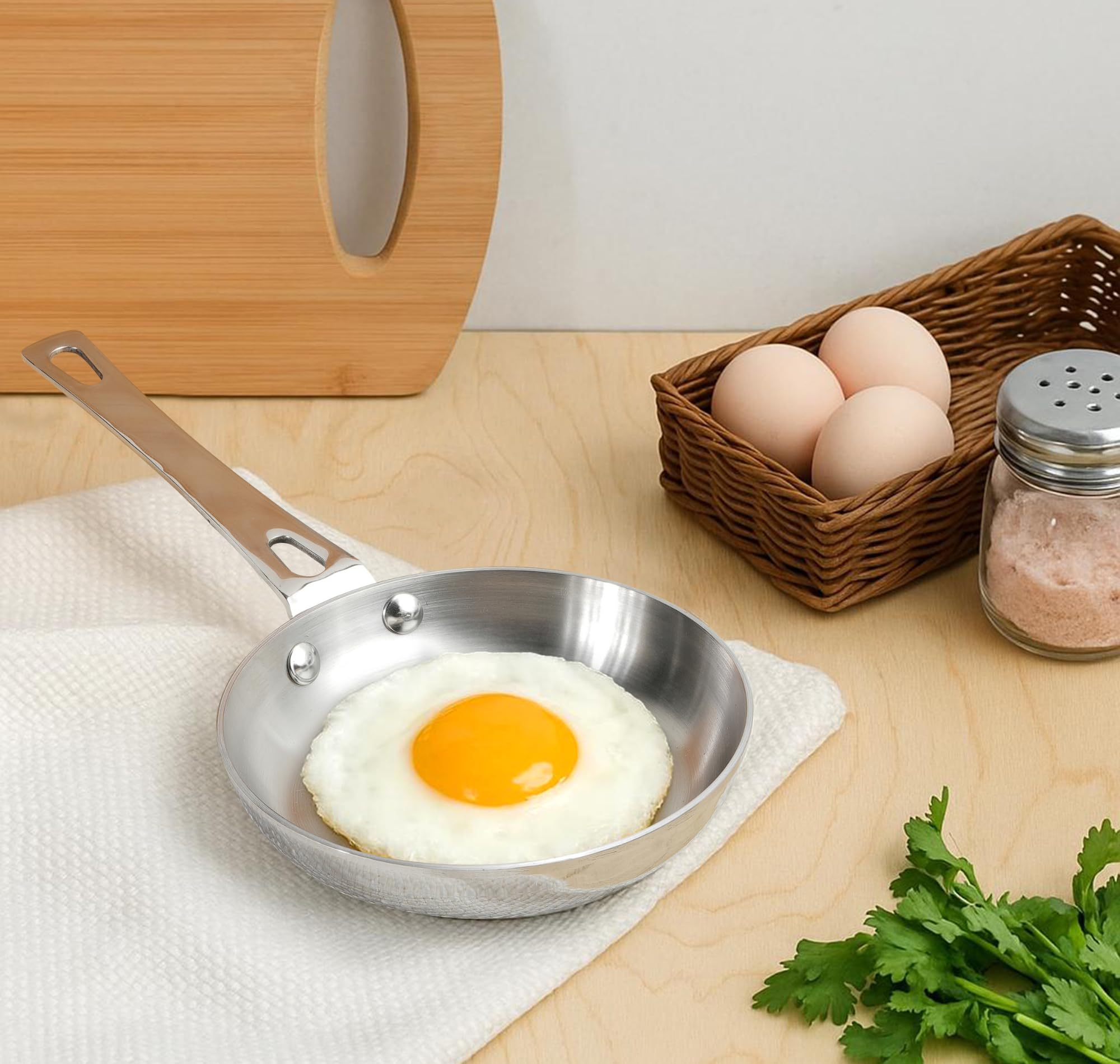 Vinod Platinum 14cm Triply Stainless Steel Omelette Tadka Pan