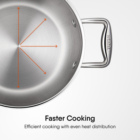 Stahl Artisan Triply Stainless Steel Sauce Pot/Casserole with lid, Induction Pot, Briyani Pot/Handi, 1.4 L,16 cm