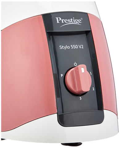 Prestige 550 Watts Stylo V2 Mixer Grinder with 3 Stainless Steel Jar| Ergonomic Design| See-Through Lids|Sturdy Handles| Durable Body| Red & White