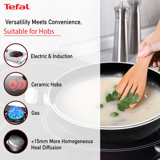 Tefal Day by Day Non-Stick Deep Frypan/Thermo-Spot Technology/PFOA Free, Titanium Non-Stick Coating / 24 cm/Superior Induction Base/Suitable for All Hob Type/Brown / 2 Years of Warranty