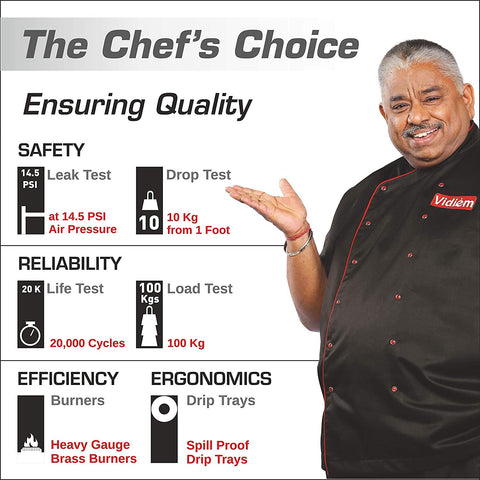 Vidiem Gas Stove AIR (Black with Silver) | 4 Burner Gas Stove | Manual Ignition | 10mm Toughened Glass Top Gas Stove | High Efficiency | ISI Certified | 2 years warranty (4 Burner)