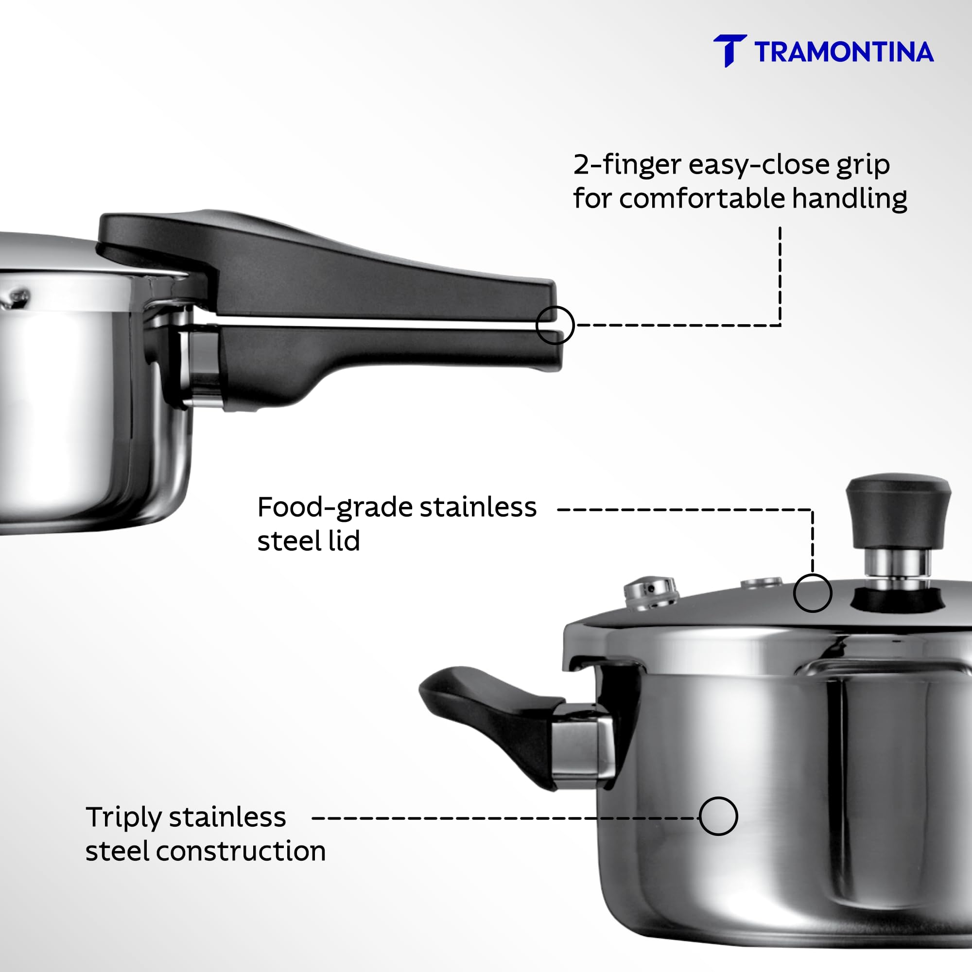 Tramontina Aero Arc 3.5L Tri-Ply Stainless Steel Pressure Pan