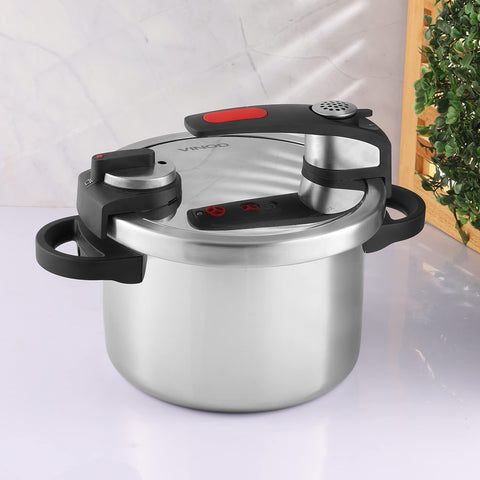 Vinod Stainless Steel Nutrimax Pressure Cooker 3.5 Litre | Sas Technology | Spillage Control, Unique Lid, Auto Lock, Visual Indicator | Induction And Gas Base | ISI Certified | 5 Years Warranty