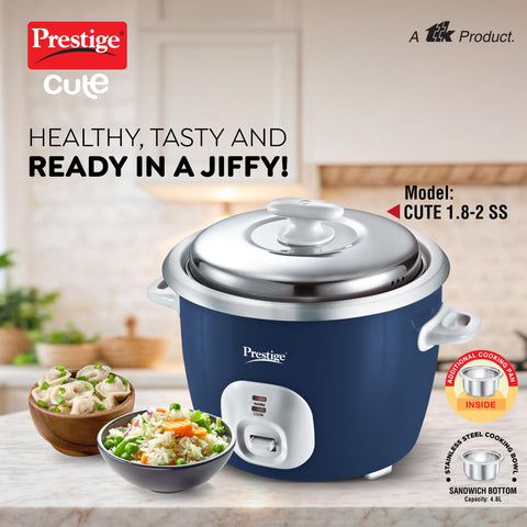 Prestige Electric Rice Cooker - Cute 1.8-2 (1.8 L Open Type, with Stainless Steel Cooking Pan - 2 Unit)