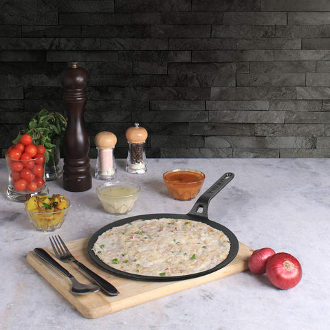 Vinod Legacy Pre-Seasoned Cast Iron Flat Multi Tawa 30 cm | Naturally Stick Free Pure Surface | Healthy Cooking Roti, Chapati, Dosa & Paratha | Chemical Free | Gas Compatible | Heavy Duty