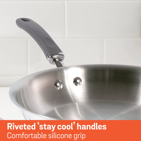 Meyer Trivantage Nickel Free Stainless Steel Triply Frypan | Steel Pan for Cooking | Fry pan Tri ply with Heavy Bottom | Gas and Induction Base, 20cm/ 1.08 Litre, Silver