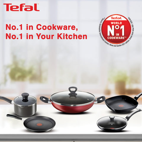 Tefal Day by Day Non-Stick Kadhai with lid/Thermo-Spot Technology/PFOA Free, Titanium Non-Stick Coating / 26 cm/Superior Induction Base/Suitable for All Hob Type/Black / 2 Years of Warranty